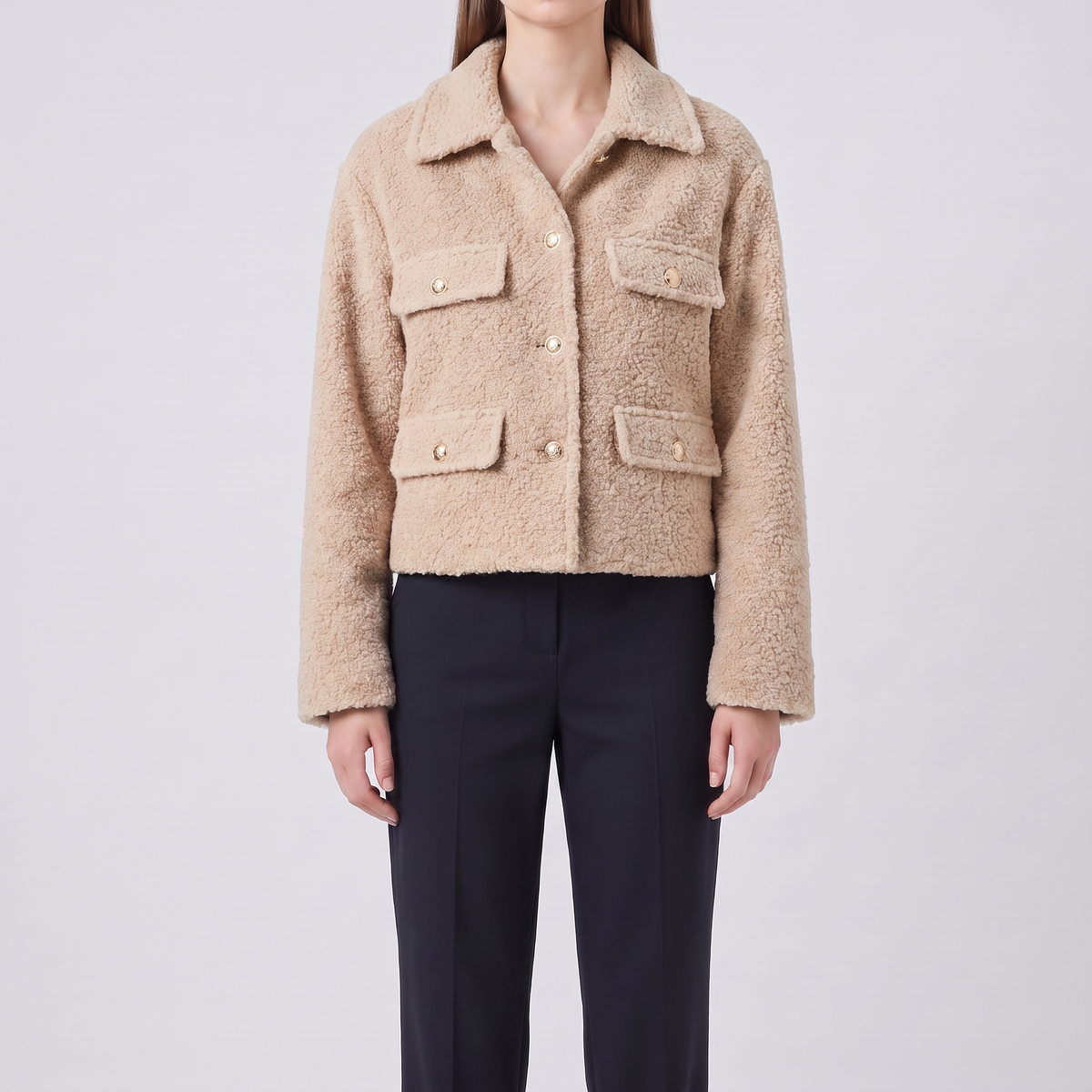 Colette | Warm Short Brushed Coat for Women in Winter